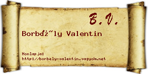 Borbély Valentin névjegykártya