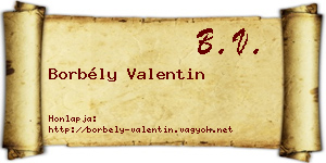 Borbély Valentin névjegykártya
